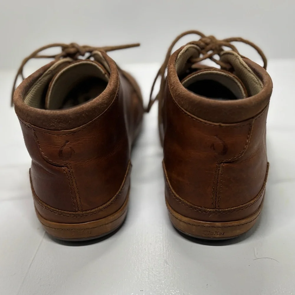 OluKai Brown Leather Chukka Boots Men’s 11 Lace Up Casual Comfort Shoes